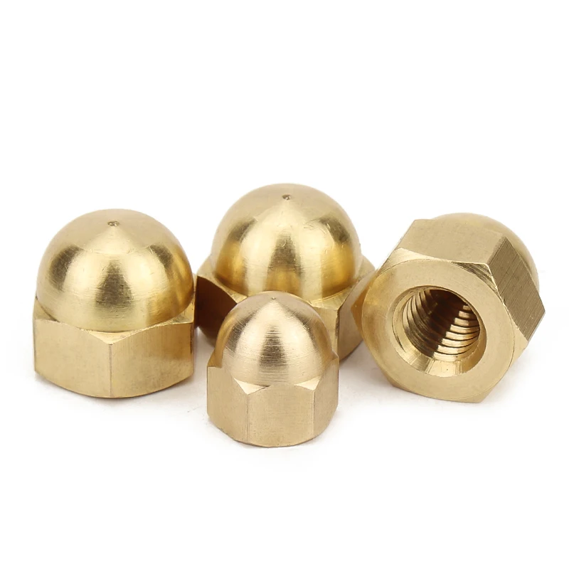 1/ 2/ 5/ 10/ 20/ 50Pcs DIN1587 M3 M4 M5 M6 M8 M10 M12 M14 M16 Brass Cap Hex Nuts Decorative Dome Head Cover Semicircle Acorn Nut