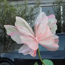 50cm Artificial Butterfly Gauze 3D Silk Yarn Butterfly Outdoor Display Giant Wedding Party Decoration Crafts Fake Butterfly