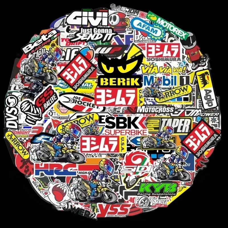 40/80pcs Car Bike Helmet Tank Racing Sponsor Logo Set Motorcycle Stickers Moto For Honda Yamaha Kawasaki Suzuki Motocross Decals