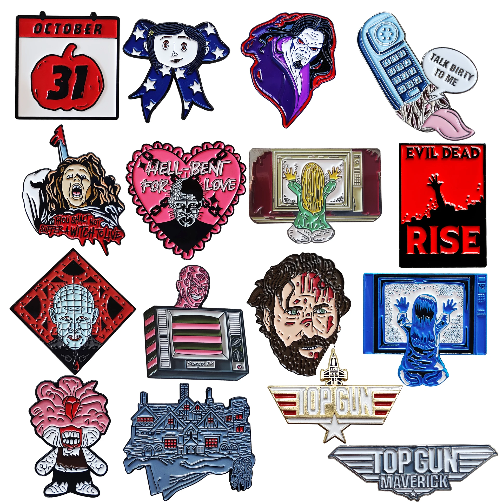 Horror Movies Halloween Gift Scare Brooches Badges Metal Enamel Lapel Pins Brooches Jewelry Accessories