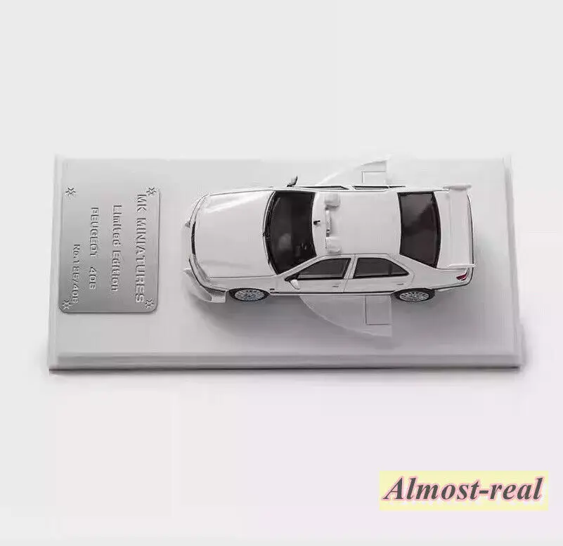 MK 1/64 For Peugeot Taxi 406 407 Car Model Alloy Diecast Ornaments Toys Boys Birthday Gifts Hobby Display Collection White