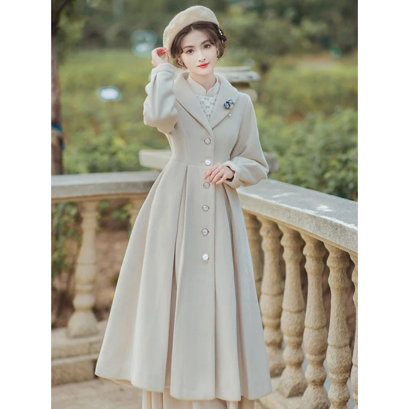 

2022 New Women's Wear French Gentle Style Bottom Dresses for Women's Autumn and Winter Matching Overcoat to Show Slim Underlay