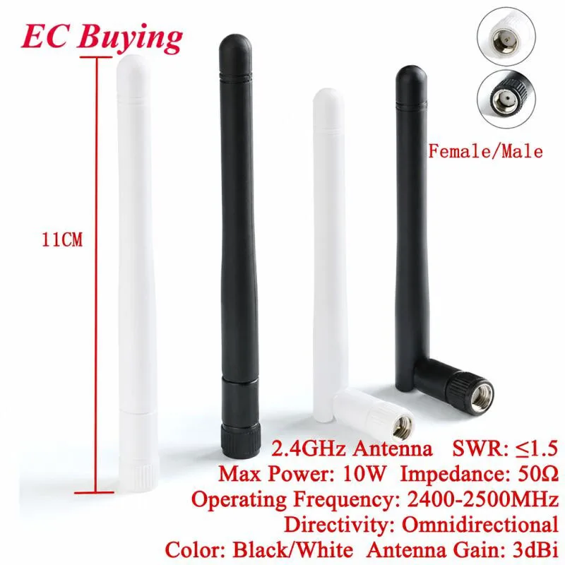 5Pcs/1pc 2.4GHz 3dBi Omni WIFI Antenna with RP SMA Male Female Plug Connector for Wireless Router Wholesale Price Antenna Wi-Fi
