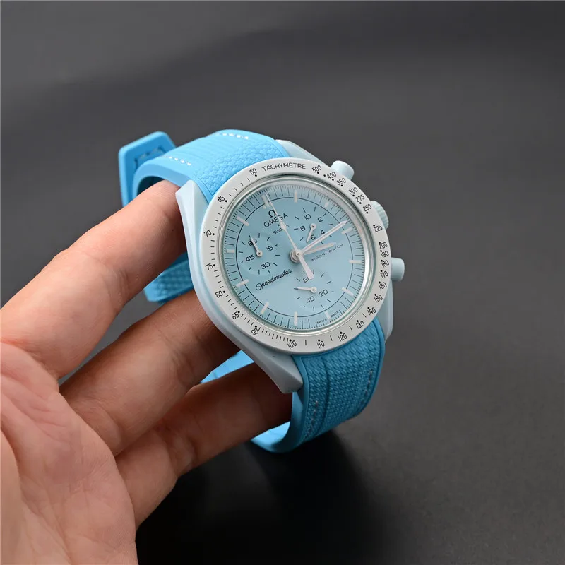 Gummiarmband mit gebogenem Ende für Omega X Swatch Joint MoonSwatch, Schnellverschluss-Taucherarmband aus flüssigem Silikon für Water Ghost 20 mm – Detail 9