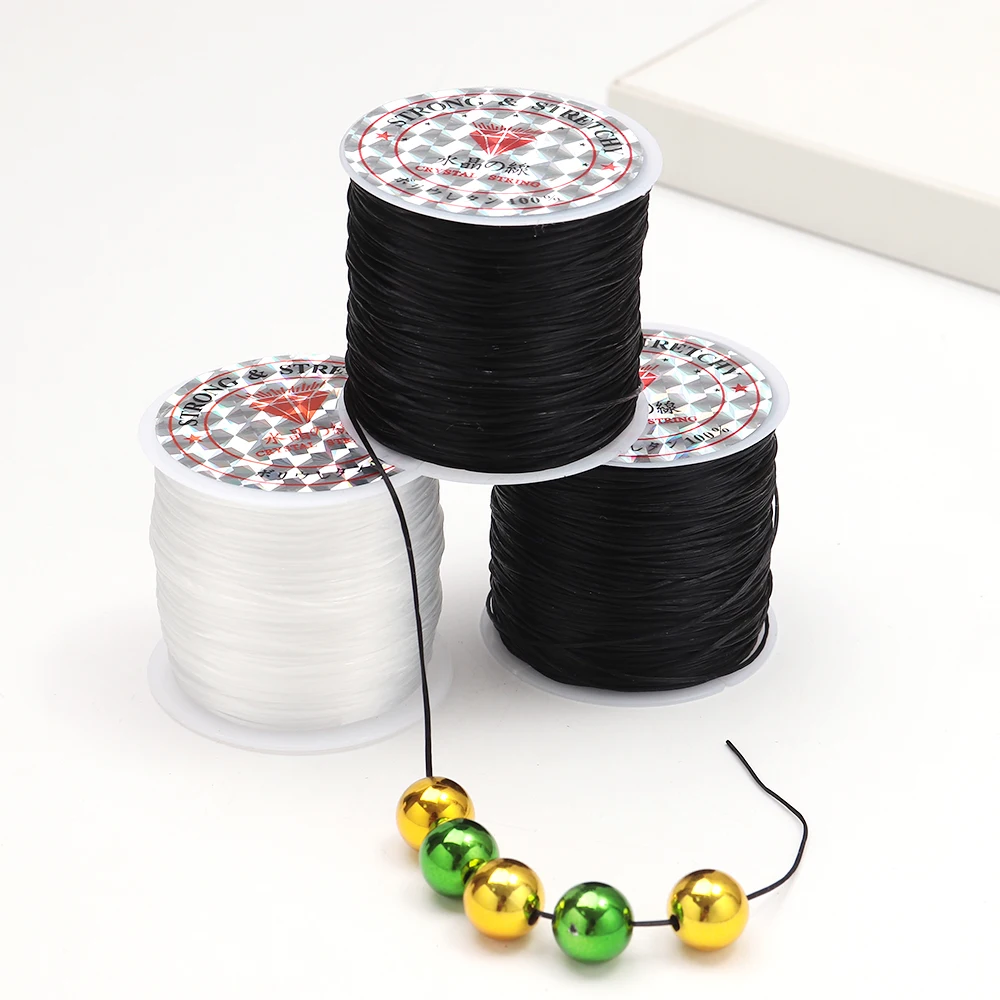 Black White Elastic Bracelet String Cord Stretch Beaded For DIY Jewelry Making Bracelet Necklace Rope Jewelry Accessories