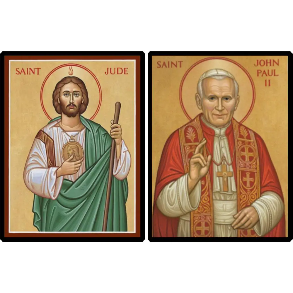 St. Jude the Apostle of Hopeless Cases Icon HD Canvas Print San Judas Tadeo with Sacred Flame Catholic Art for Hospital Chapel