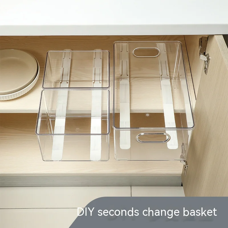 1 PC Pull Out Cabinet Drawer Organizer Storage Basket for Closet DIY Slide Rial Storage Basket for Closet Clothes Organizer