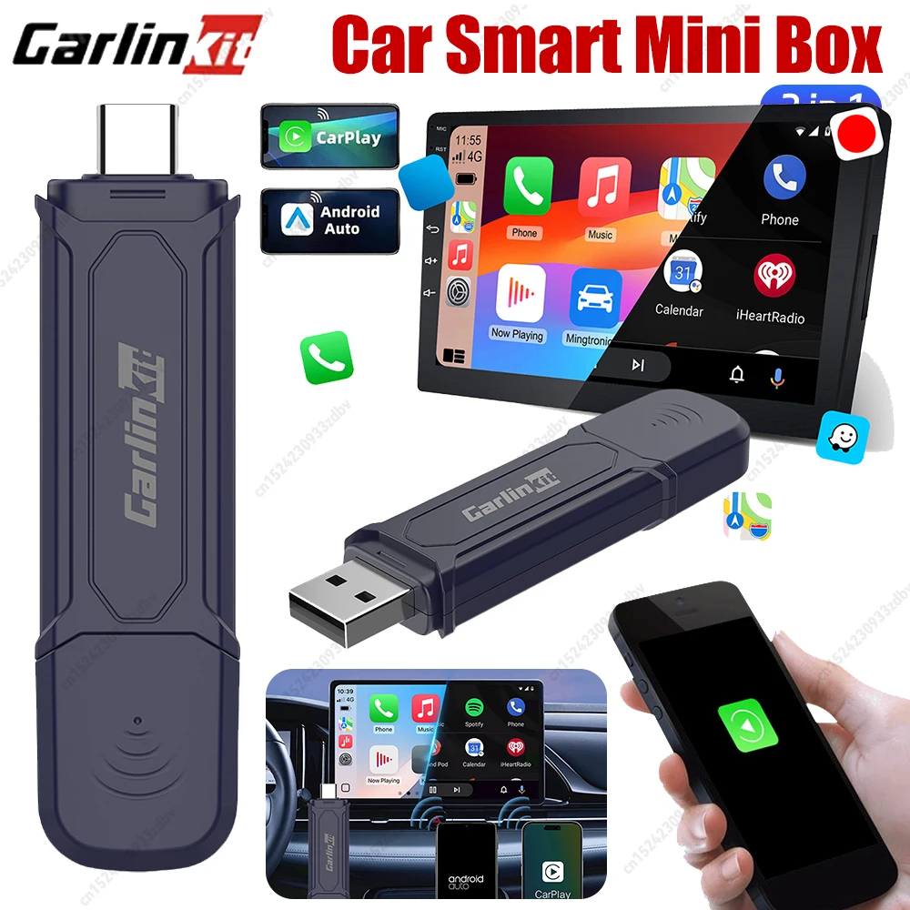 CarlinKit5.0 2In1 Mini SE Pro Wired To Wireless Android Auto Smart CarPlay Box WiFi Bluetooth Auto Connect Plug And Play ForCar