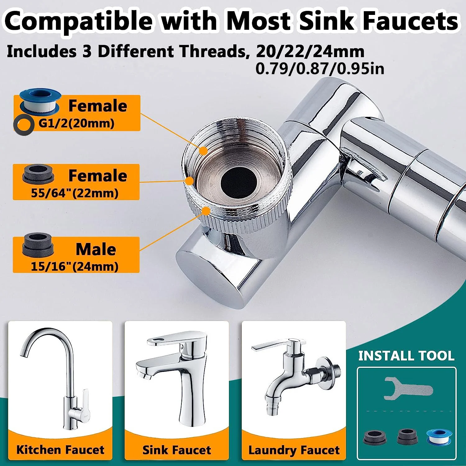 

Splash-proof Metal Filtered Water Faucet Extender 720° Rotation 2 Modes Faucet Sprayer for Sink Water Tap Kitchen Accessories