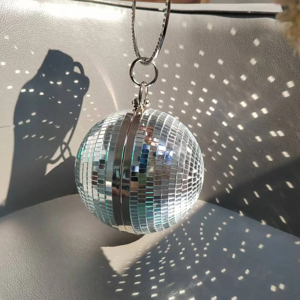 2024  Handmade Bag  Purse New Year Party Xmas Reflective Disco Ball Clutch Purse Bag