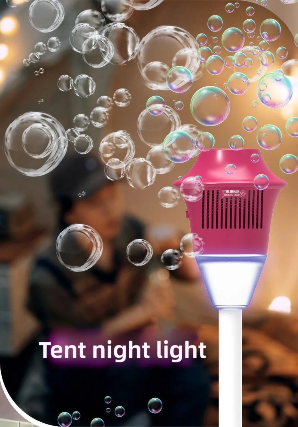 Vertical Bubble Maker Fully Automatic Stand Bubble Machine with Light & Music Children's Street Light Bubble Machine Bubble Soap