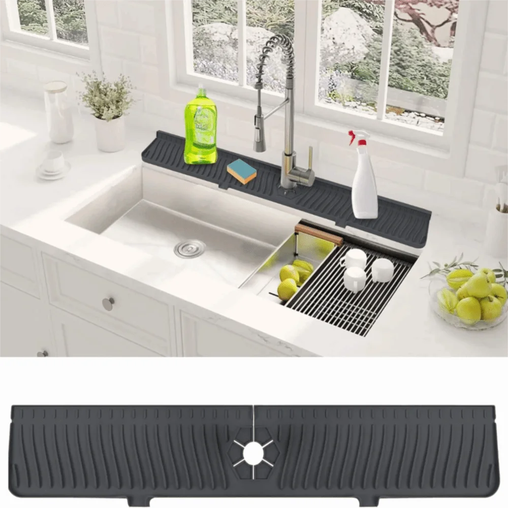 

Durable Foldable Kitchen Silicone Faucet Mat Anti-Splash Non-Slip Sink Faucet Mat Extended Faucet Drain Pad Bathroom