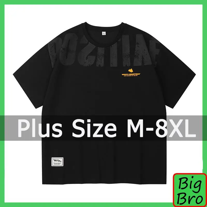 

Summer Printed T-shirt for Men Plus Size 8XL Popular T-shirt Round Neck Big Size Short Sleeve Oversized Tee Men Clothing