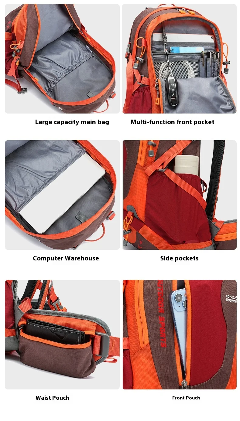 Outdoor-Sporttasche, Nylon, wasserdicht, große Kapazität, für Reisen, Radfahren, Rucksack, modische Wandertasche – Detail 12