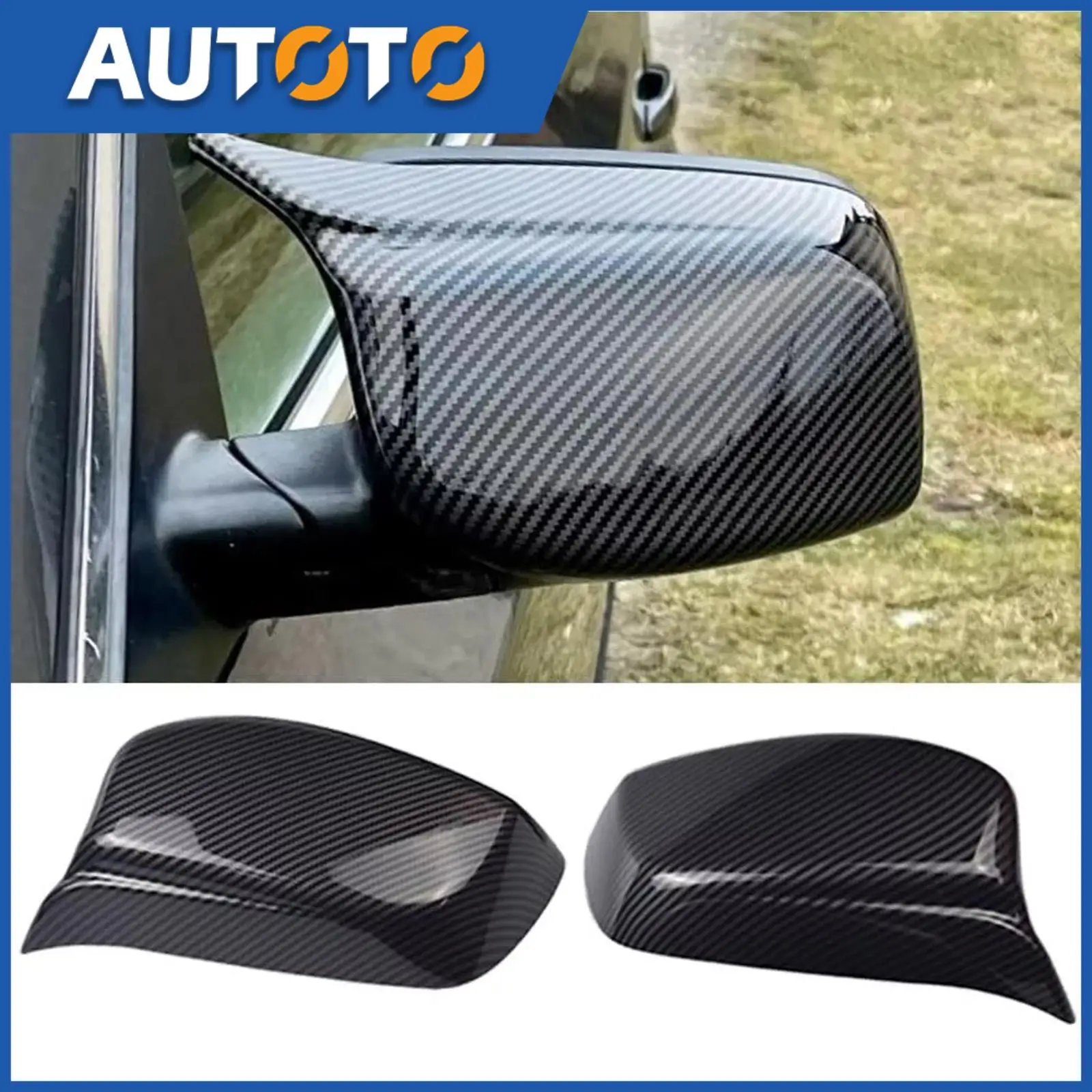 

Car Rear Wing Mirror Cover Cap OE# 51167078359 51167078360 For BMW 5 Series E60 E61 E63 E64 2003-2007, Carbon Fiber