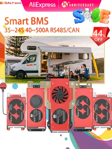 Daly Smart BMS LiFePo4 4S 12V BMS 8S 24S 72V 48V 16S 40A 60A 100A 150A 200A 250A 300A 3.7V Li-Ion BMS 7S 13S 14S 3.2V BMS