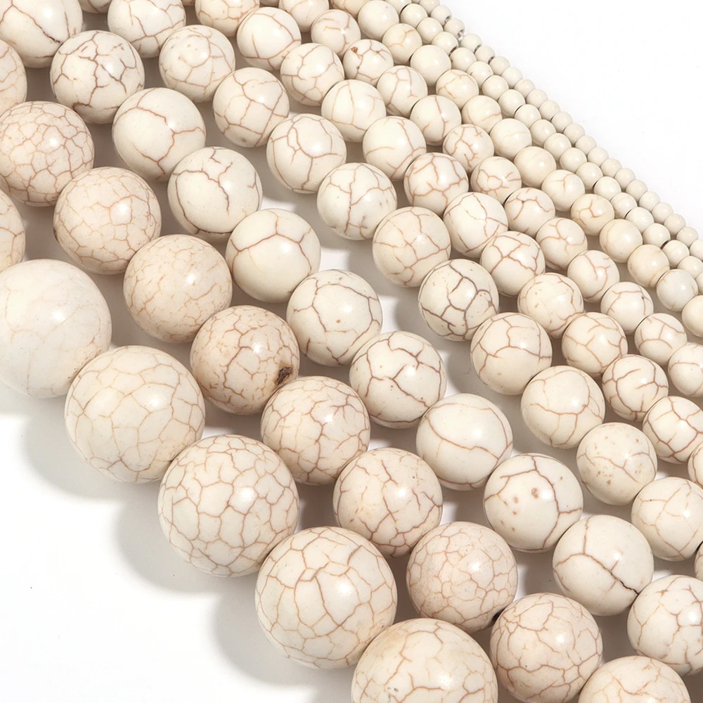 1 Strand 3-20mm Round White Blue Turquoise Beads Natural Stone Beads For Jewelry Making DIY Bracelets Necklace Accessories