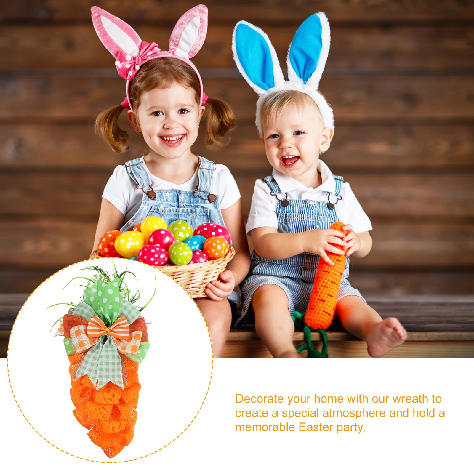 

Easter Carrot Wreath Decoration Indoor Outdoor Hanging Decor Spring Party Supplies Front Door Hanging Wreath Easter