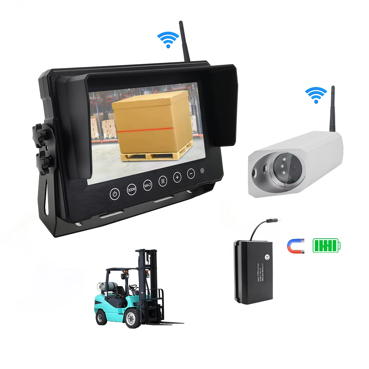 AHD Digital Wireless Car Reversing Backup Magnetic Battery Camera Kit Forklift Truck Van Wireless Camera Monitor System