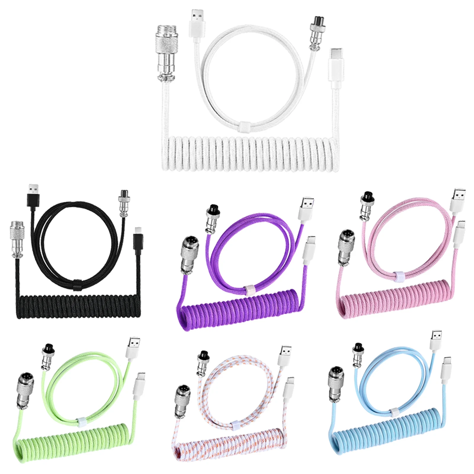 USLION Type C Mechanical Keyboard Coiled Cable USB Mechanical Keyboard Aviator Desktop Computer Aviation Connector Cord