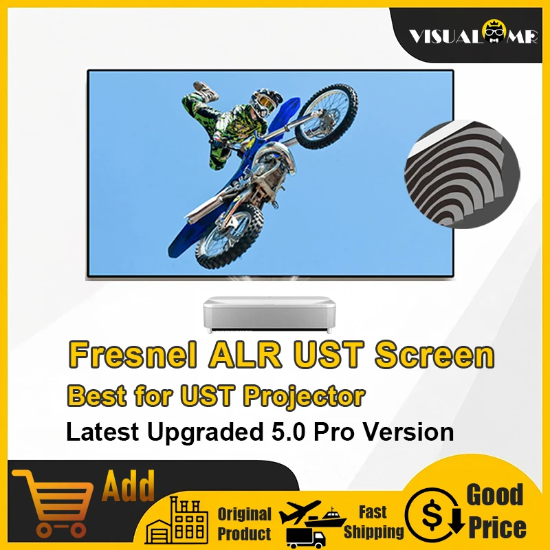 VisualMr Fresnel 5.0 Pro ALR UST Projection Screen Ambient Light Rejecting Fixed Frame Best for Ultra Short Throw Projector 4/8K