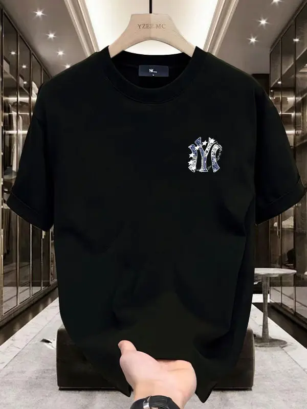 Camiseta con Estampado de Paisley NY para Hombre, Camiseta de Algodón Oversize Estilo Vintage, Prenda Informal de Verano de Manga Corta para Hombre