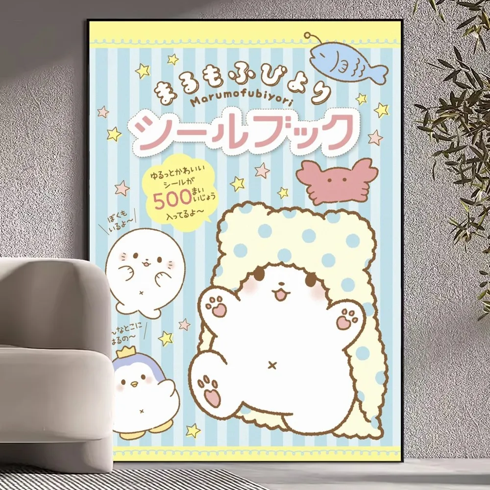 MINISO Sanrio Marumofubiyori Moppu Poster Prints Wall Pictures Living Room Home Decoration