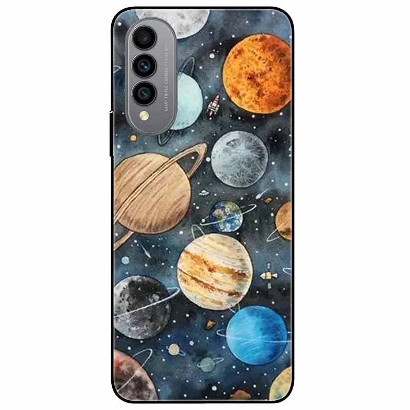 For Wiko T50 Case T 50 4G Covers TPU Black Silicone Starry Moon Cover for Wiko T50 Case WikoT50 Shockproof Soft Cartoon 6.6''