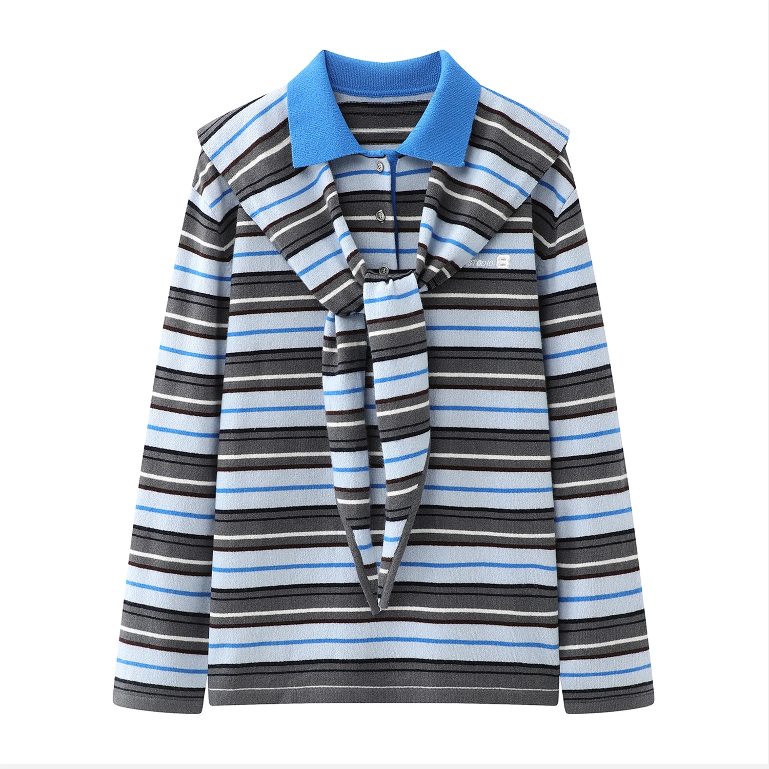 

High-End Women's Vintage Striped Ne Long Sve Knitted awl Winter New Arrival Faion Ladies' T-irt by Nu