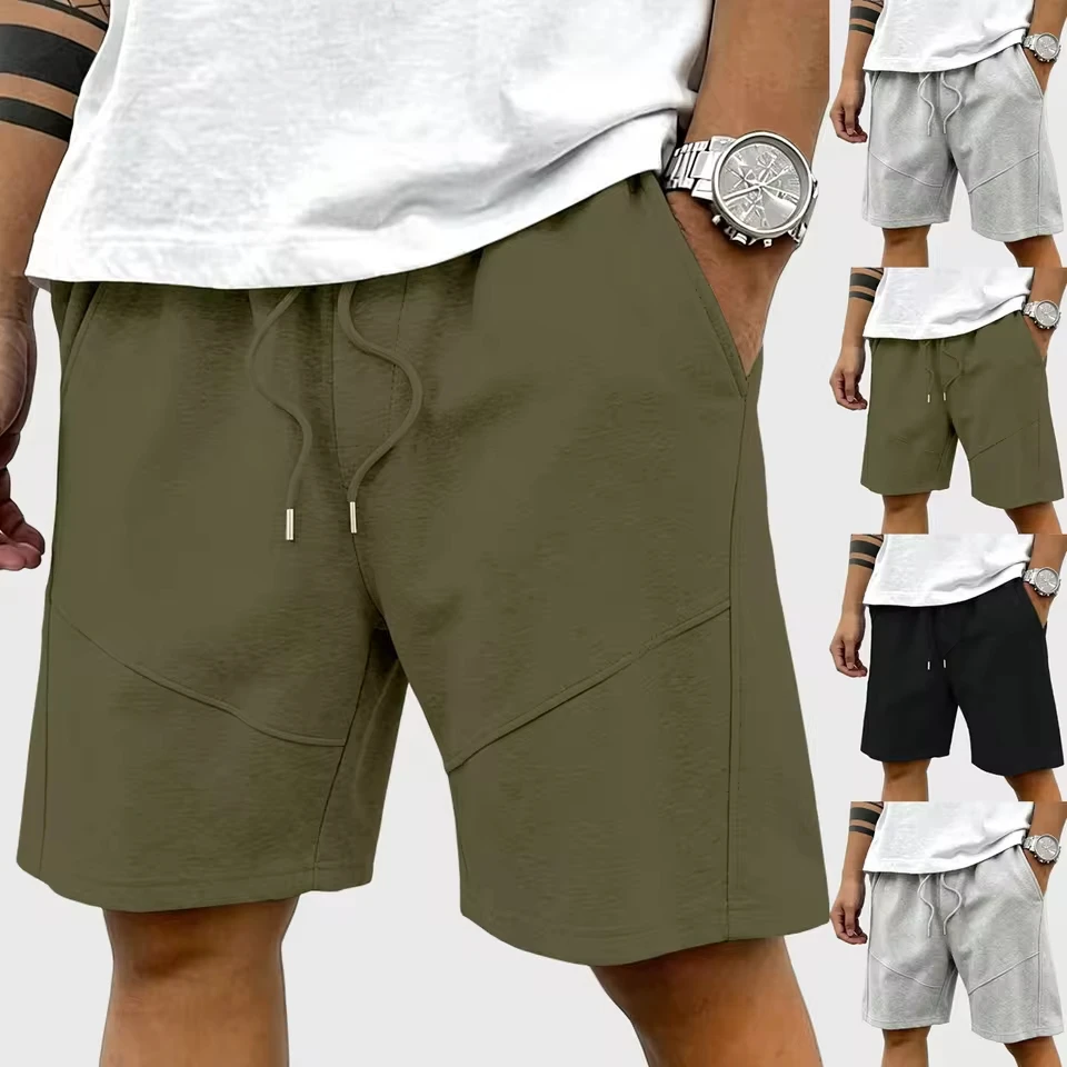 Men'S Solid Color Low Waisted Swimming Trunks Men'S Summer Casual Loose Fitting Sporty Loose Fitting Solid Roupas Masculinas