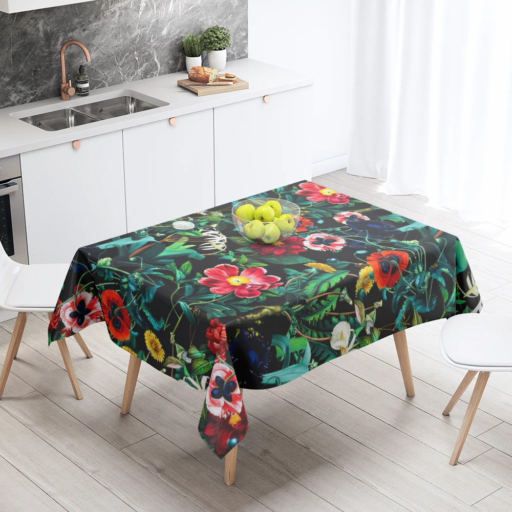 Home tablecloths dining decoration and rectangular table accessories waterproof cloth Anti-stain restaurant Nordic plant flower