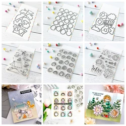 Love Hedgehog Rabbits Tent Metal Cutting Dies Sunflower Floral Clear Silicone Stamps for DIY Scrapbooking Paper Card Crafting