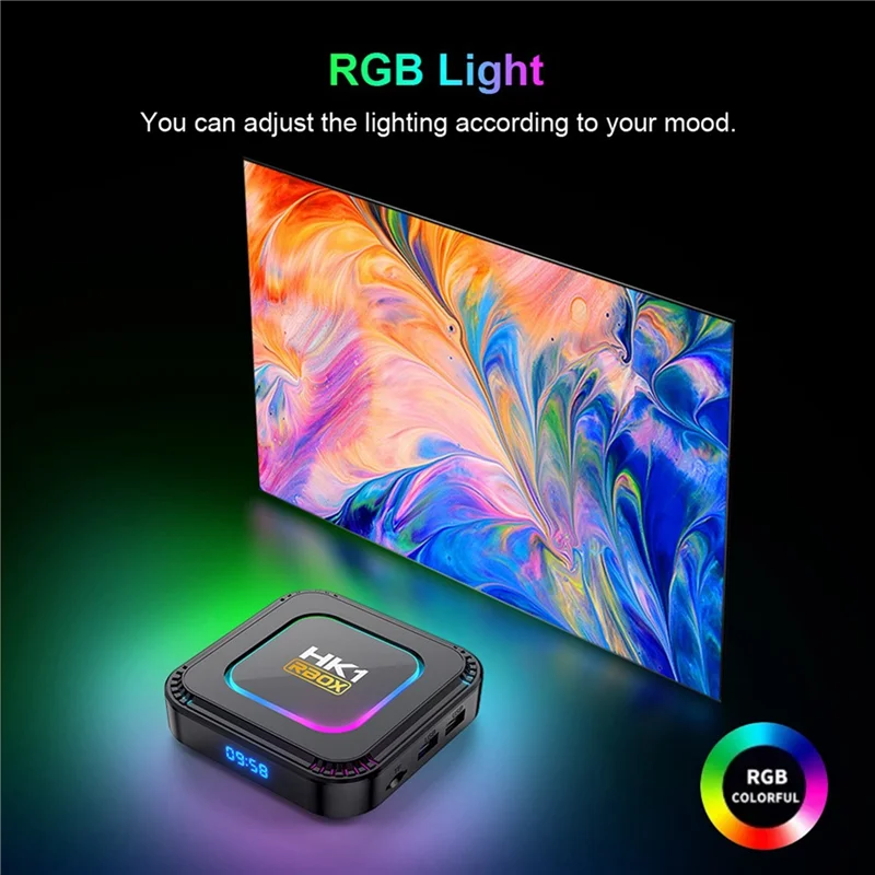 

A25R-Smart TV Box Android 13 4+64G RK3528 8K HDR 10 RGB Light With Wifi6 BT 5.0 Voice Media Player TV Box