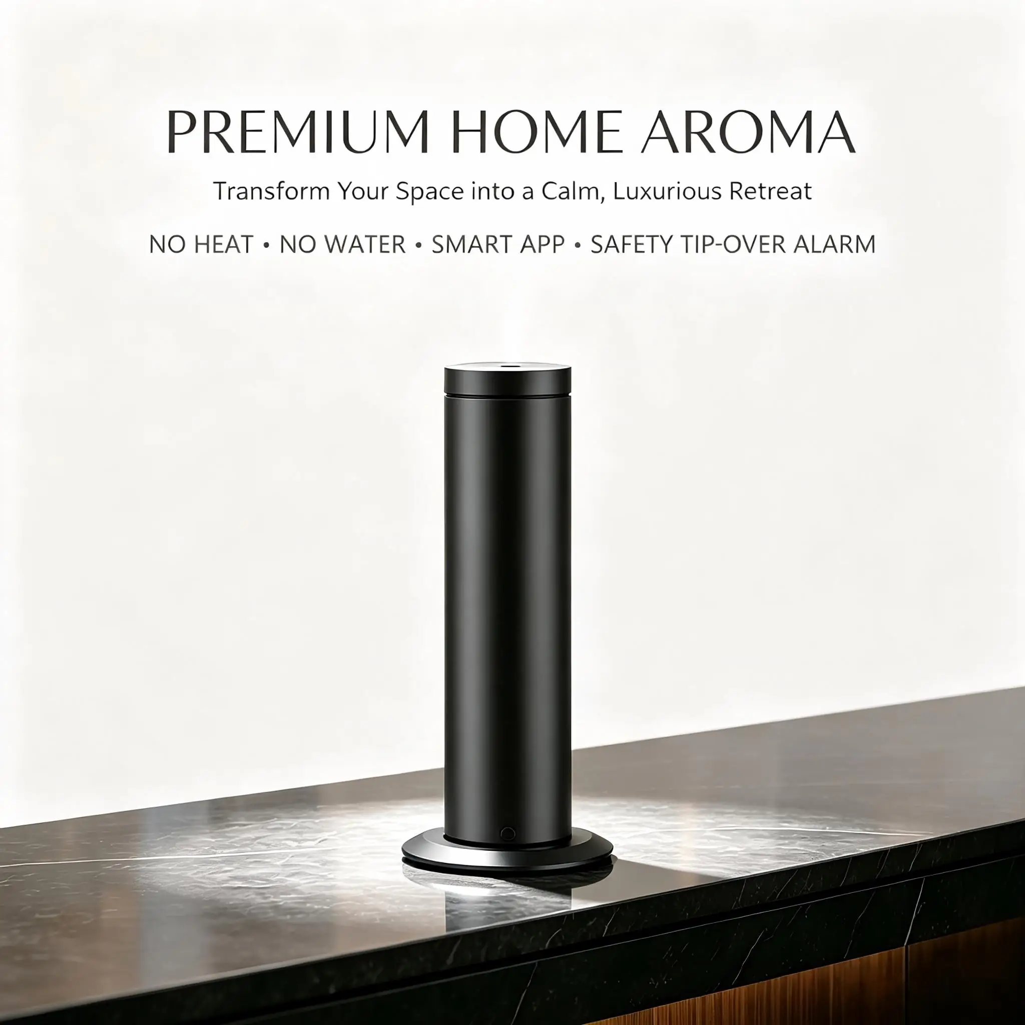 Sleek Metallic Aluminum Desk Scent Diffuser 100ml Smart App Wi-Fi Cold Air Quiet for Salon Boutique Spa Gym 300m² Anti-tip