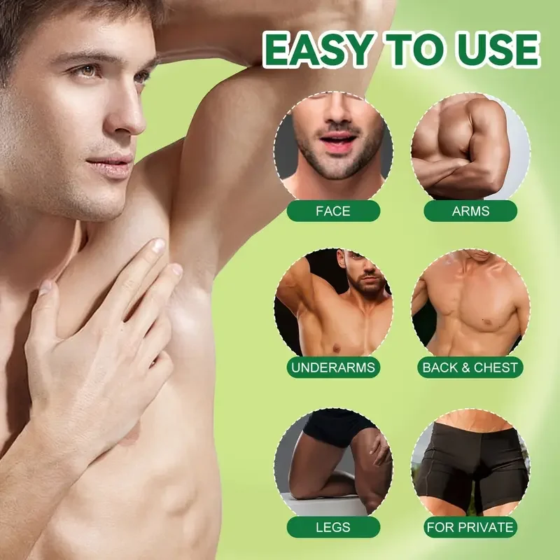 Hair Removal Cream for Men 100g - Gentle for Sensitive Skin, All Body Use, Long Lasting Moisturizing & Silky Smooth image 6