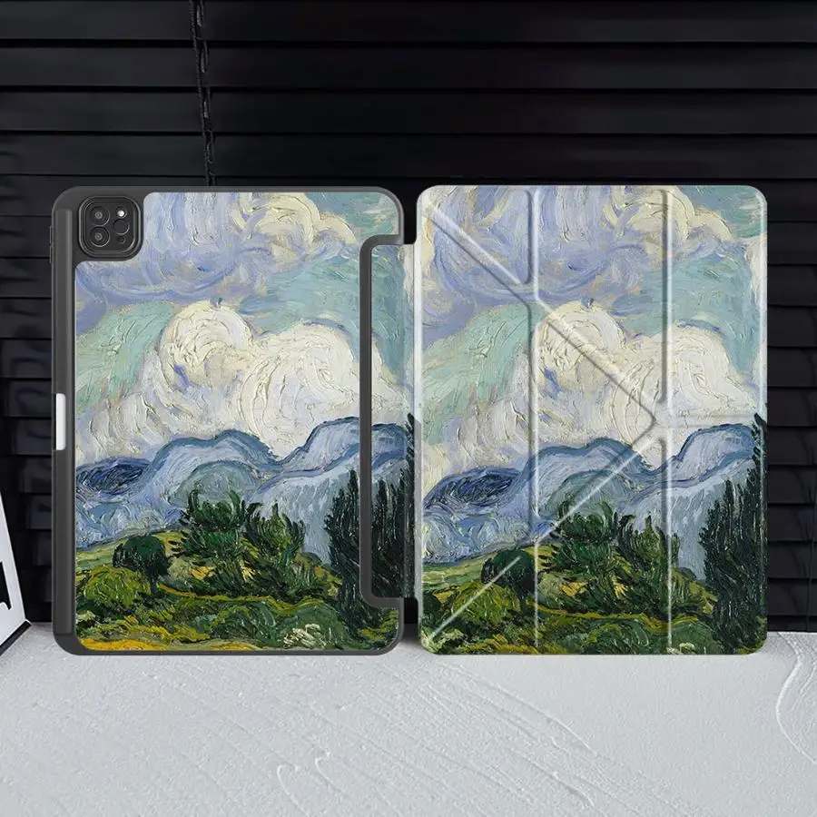 Holder Cover Tablet Case For iPad Pro 2025 Air 4 5 M3 M2 1 2 M4 11inch Pro 11th 10th 9th 8th 7th 12.9inch Mini 6 7 Oil Painting