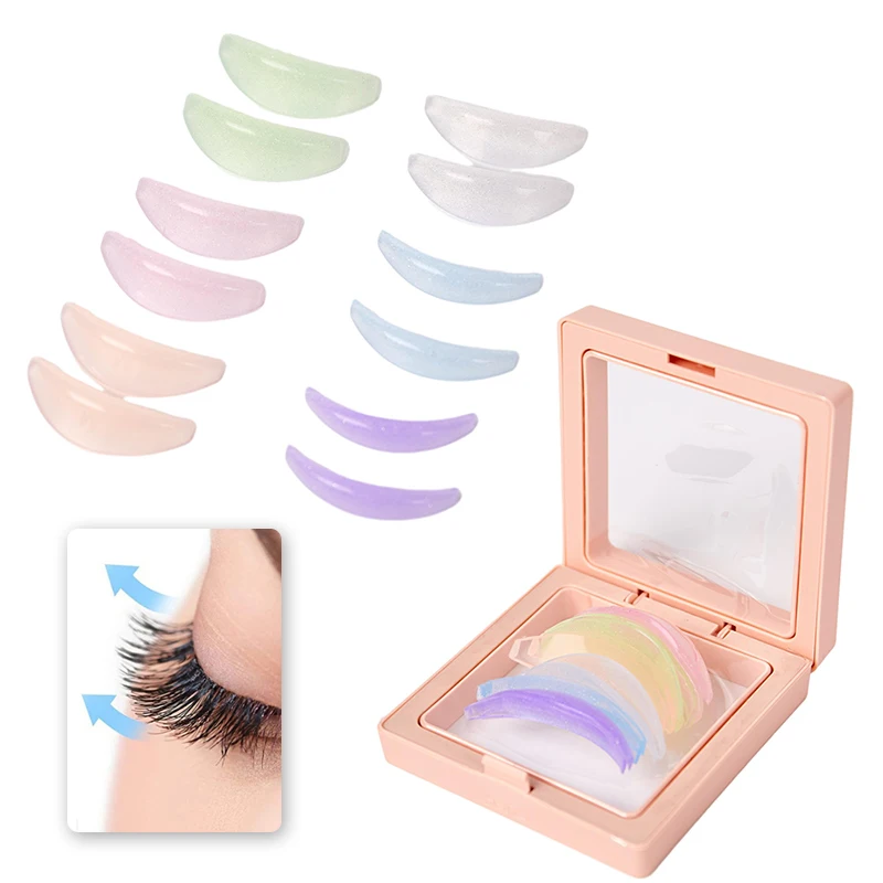 6 Pairs Reusable Eyelash Lifting Kit Silicone Lamination Pad Eyelash Perm Rods 3D Eyelashes Extension Curler Pad Makeup Tool