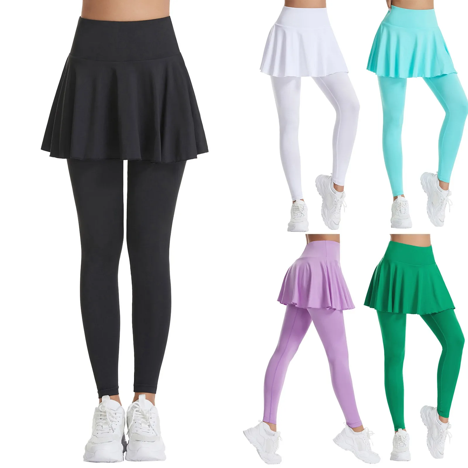 

Autumn New Pant Skirt Fake Two Pieces Shark Leggings Women Popular Shaping Yoga Fitness Seamless Sports Leggings Summer