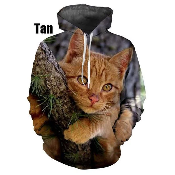 

2023 Fashion Animal 3D Printed Cat Hoodie Casual Long Sleeve Hoodie Men's Sweatshirt Unisex Cat Sweatshirt