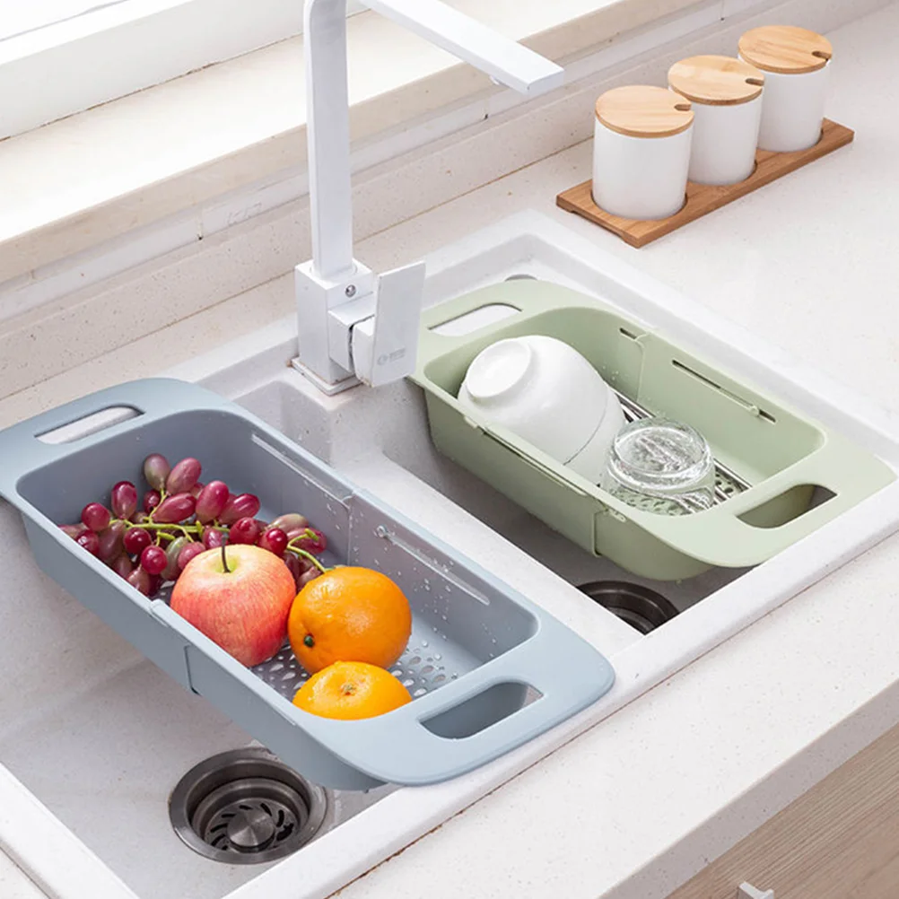 

Dish Racks Retractable Drainer Basket Drying Container Sink Telescopic for Kitchen Green Drainage