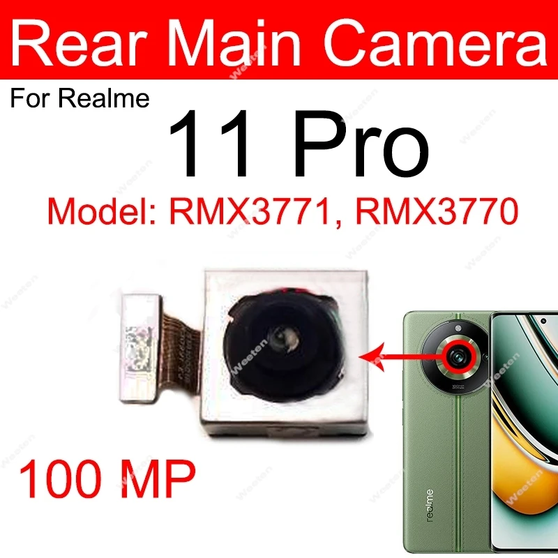 

Передняя задняя камера для Realme 11Pro 11 Pro Plus 5G Mian, задняя передняя камера для селфи, глубина сверхширокого модуля, ремонт гибкого кабеля
