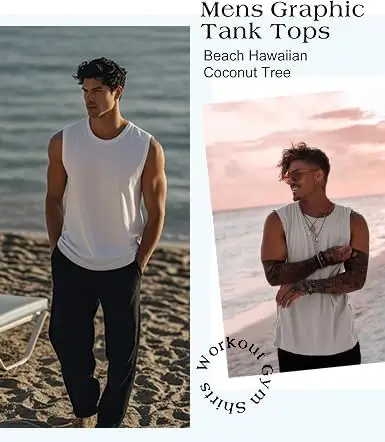 Herren Tanktops Workout Ärmellose Shirts Sommer Einfarbig Polyester Schnelltrocknende Tanktops für Männer Sommer Strand Sport T-Shirts – Detail 9