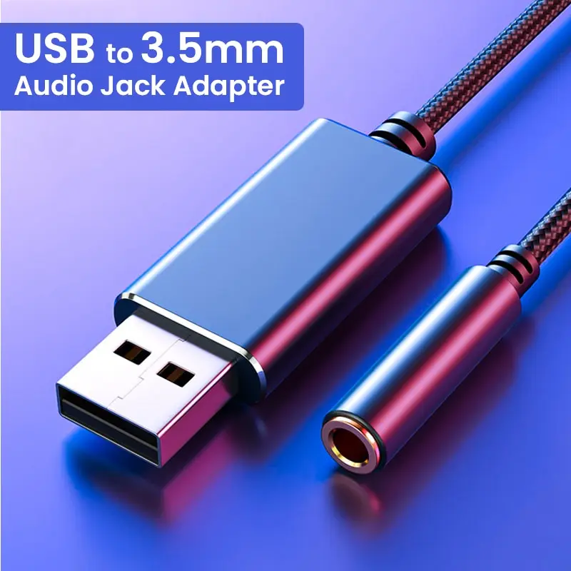 USB to 3.5mm Jack Audio Cable USB to Aux Adapter External Stereo Sound Card Support USB to TRRS 4-Pole Aux Port Headphones