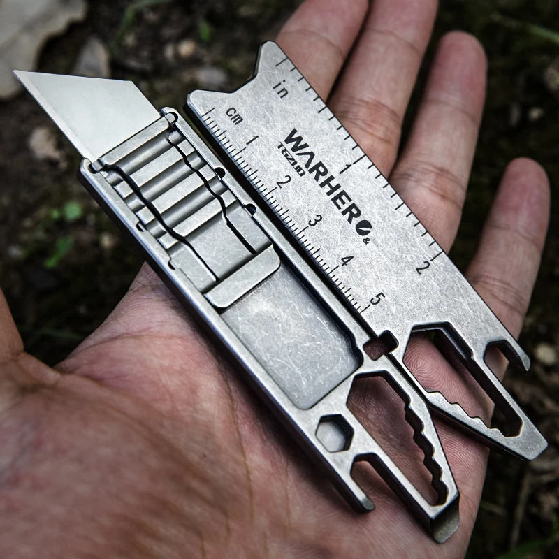 Titanium Multi-function Knife Trapezoidal Replaceable Blade EDC Paper Cutter Utility Knife Portable Outdoor Woodworking Knife