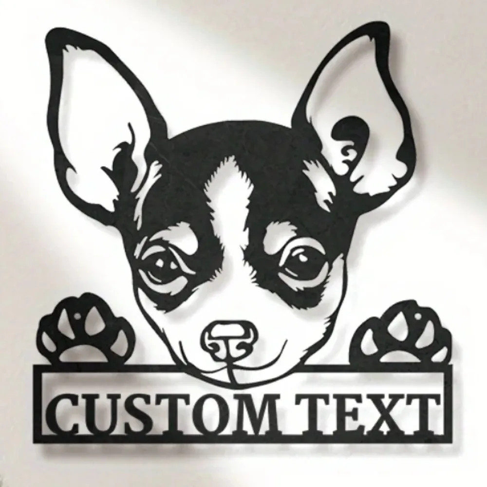 

Unrivaled Custom Chihuahua Metal Wall Art - Personalized Name Sign. Trendy Wall Decor for Homes, a Perfect Gift for Dog Lovers.