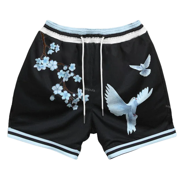 

Винтажные повседневные художественные шорты с принтом голубя, уличные шорты, спортивные тренировочные дышащие модные шорты, быстросохнущая модная уличная одежда