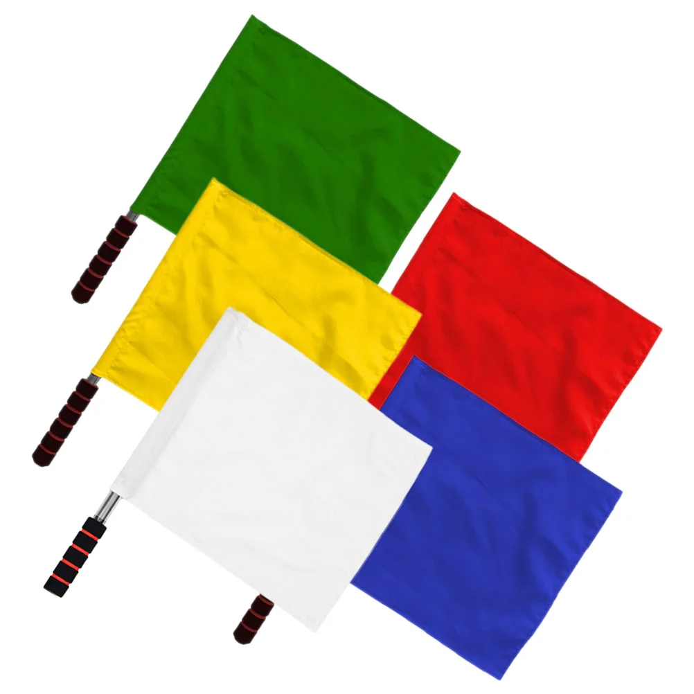 

5 Pcs Banner Traffic Safety Flags Signal Hand Match Waving Conducting Handheld Camping Pole