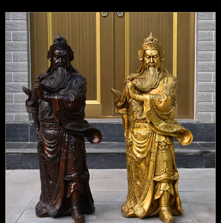 95CM huge #Lobby The entrance-hall shop efficacious  Money Drawing Martial god of wealth guan gong Guandi FENG SHUI brass statue