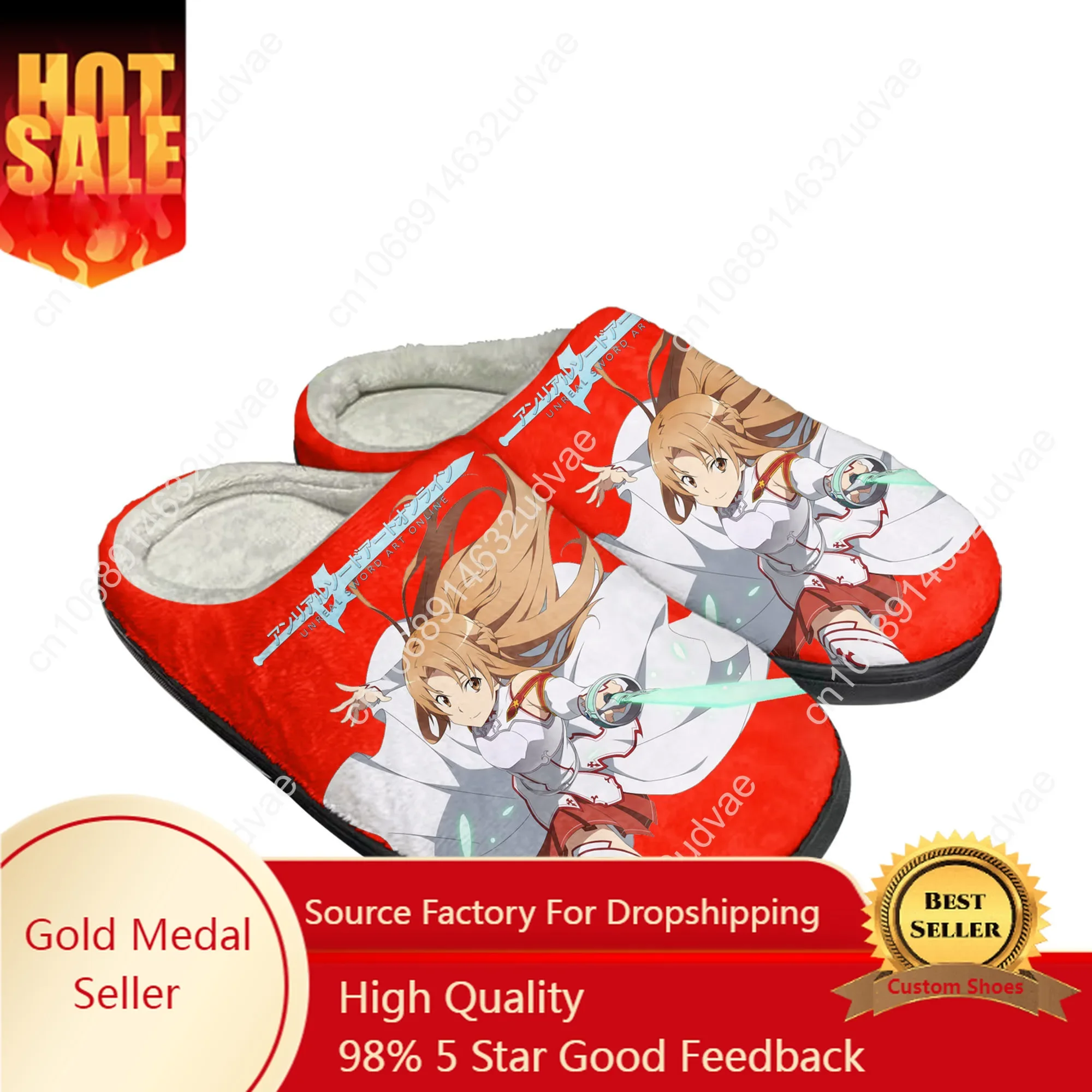 

Comics Novel Asuna Sword Art Online Home Cotton Custom Slippers Mens Womens Sandals Plush Casual Keep Warm Shoes Thermal Slipper