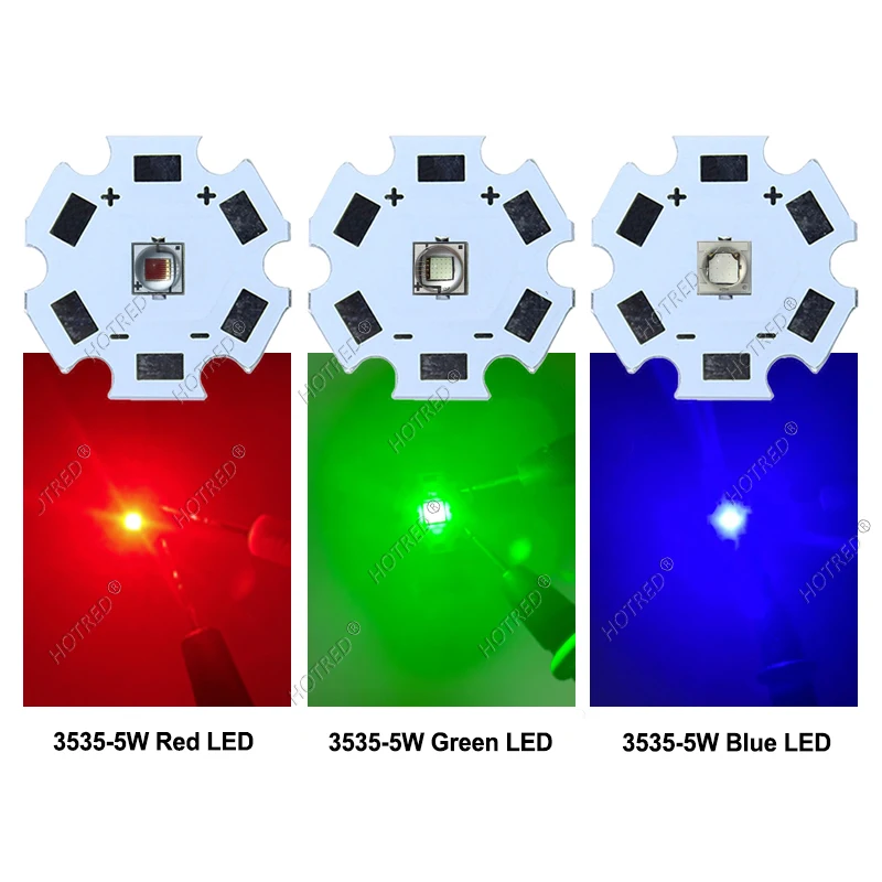 High Power LED 5W 3535 Red 2-2.4V 1W 3W SMD XPG2 Green 520nm 3-3.6V Blue 450nm Chip1500mA Ceramic Substrate Lamp Decorative DIY